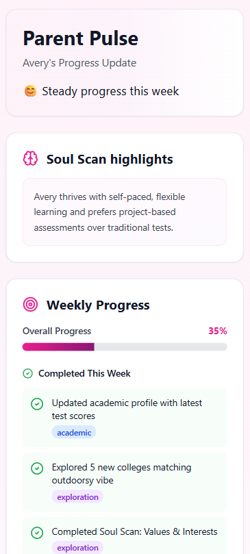 Emma Advisor parent pulse feature on mobile device